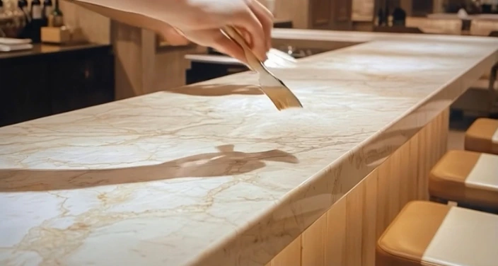 Marbre creme sur plan de travail